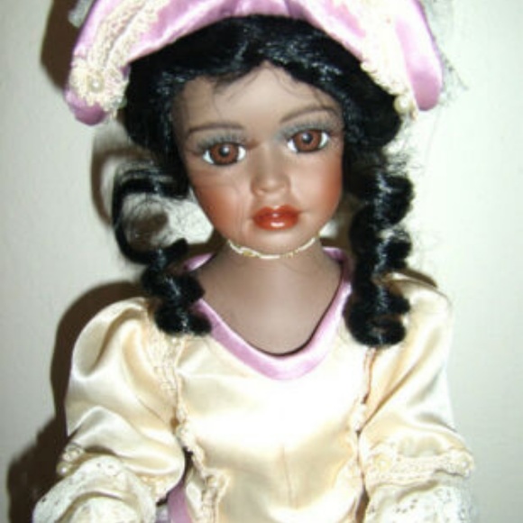 Handcrafted Black Porcelain Doll - Picture 5 of 6
